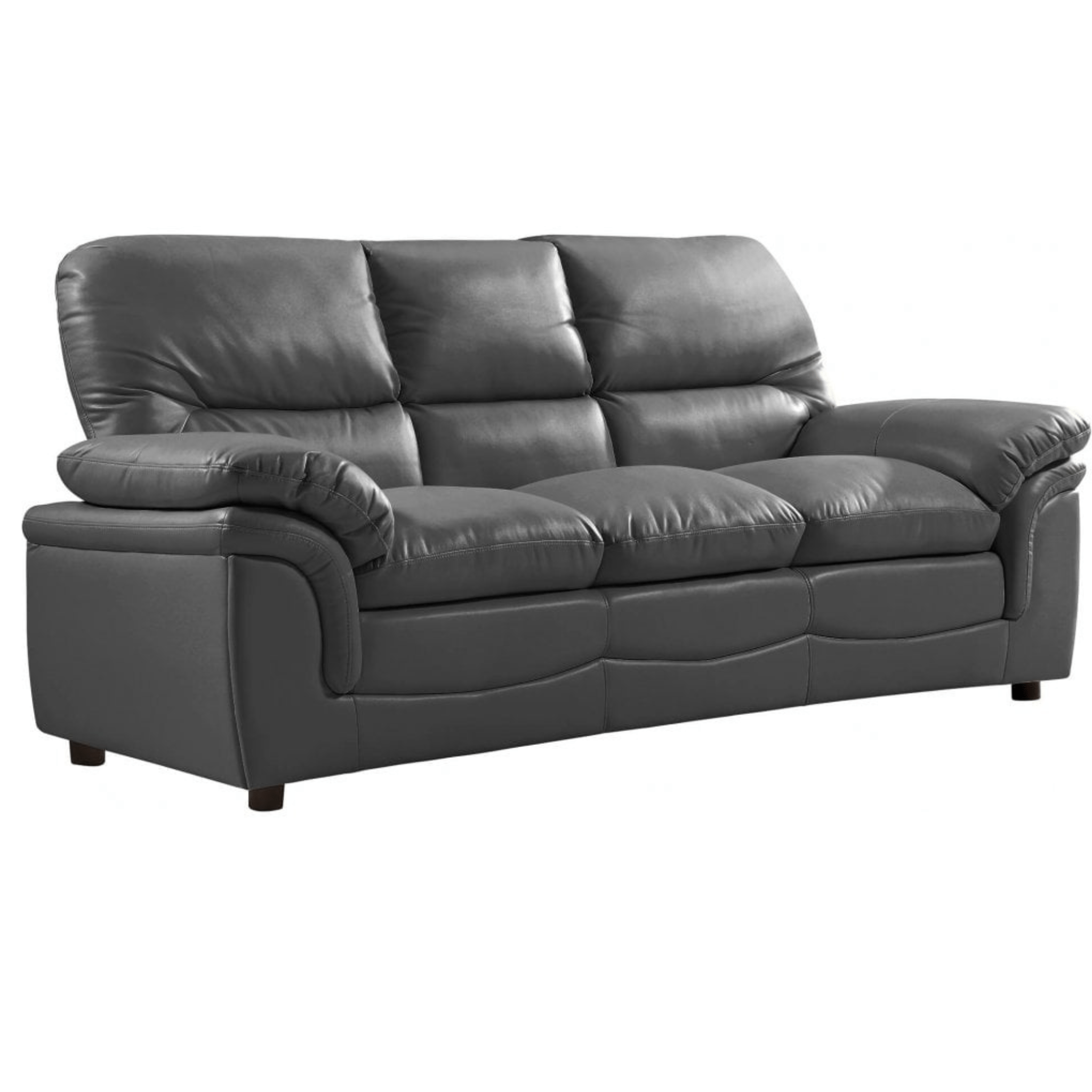 Outlet Verona Grey Leather 3 Seater Sofa