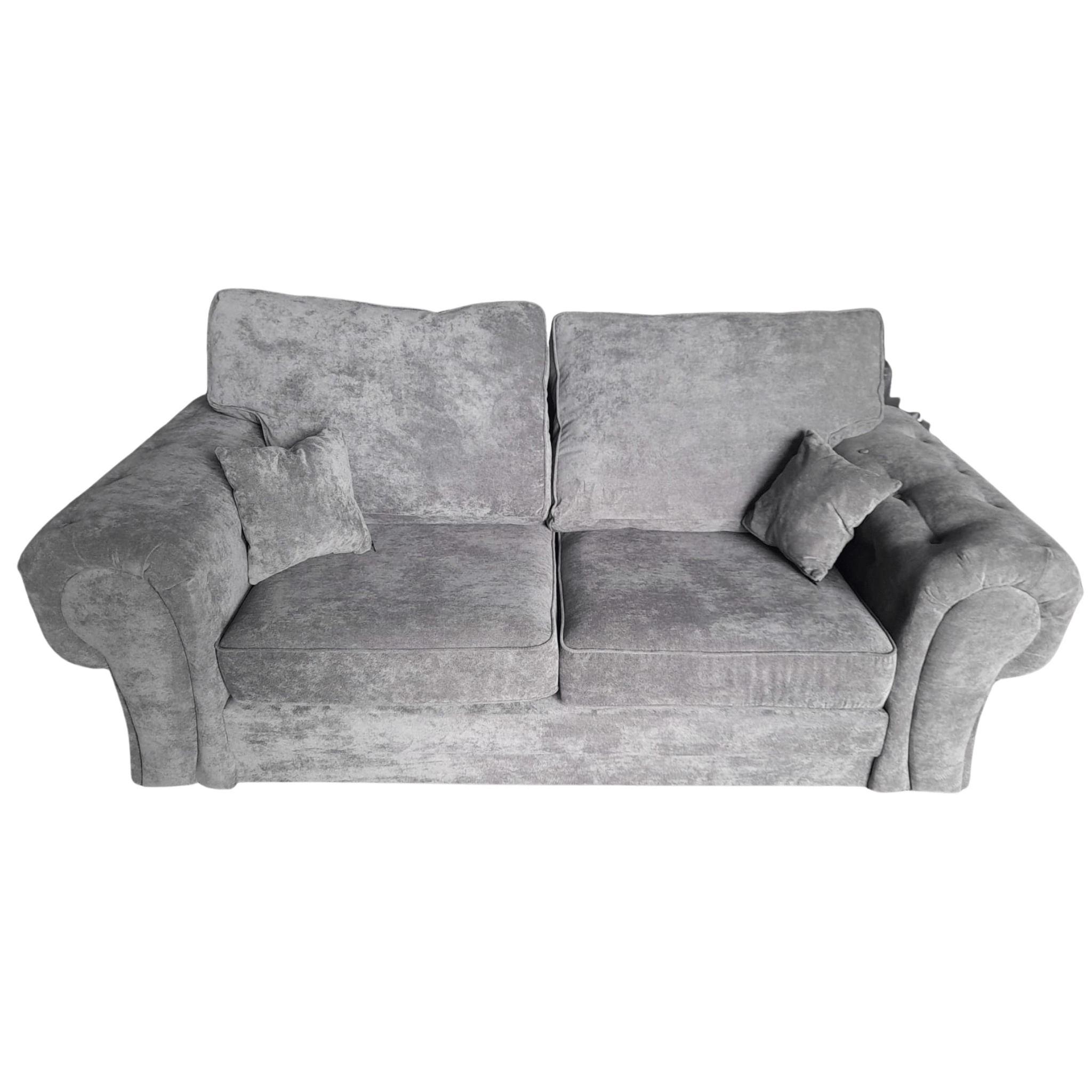 Outlet Verona High Back Grey Fabric 3 Seater Sofa