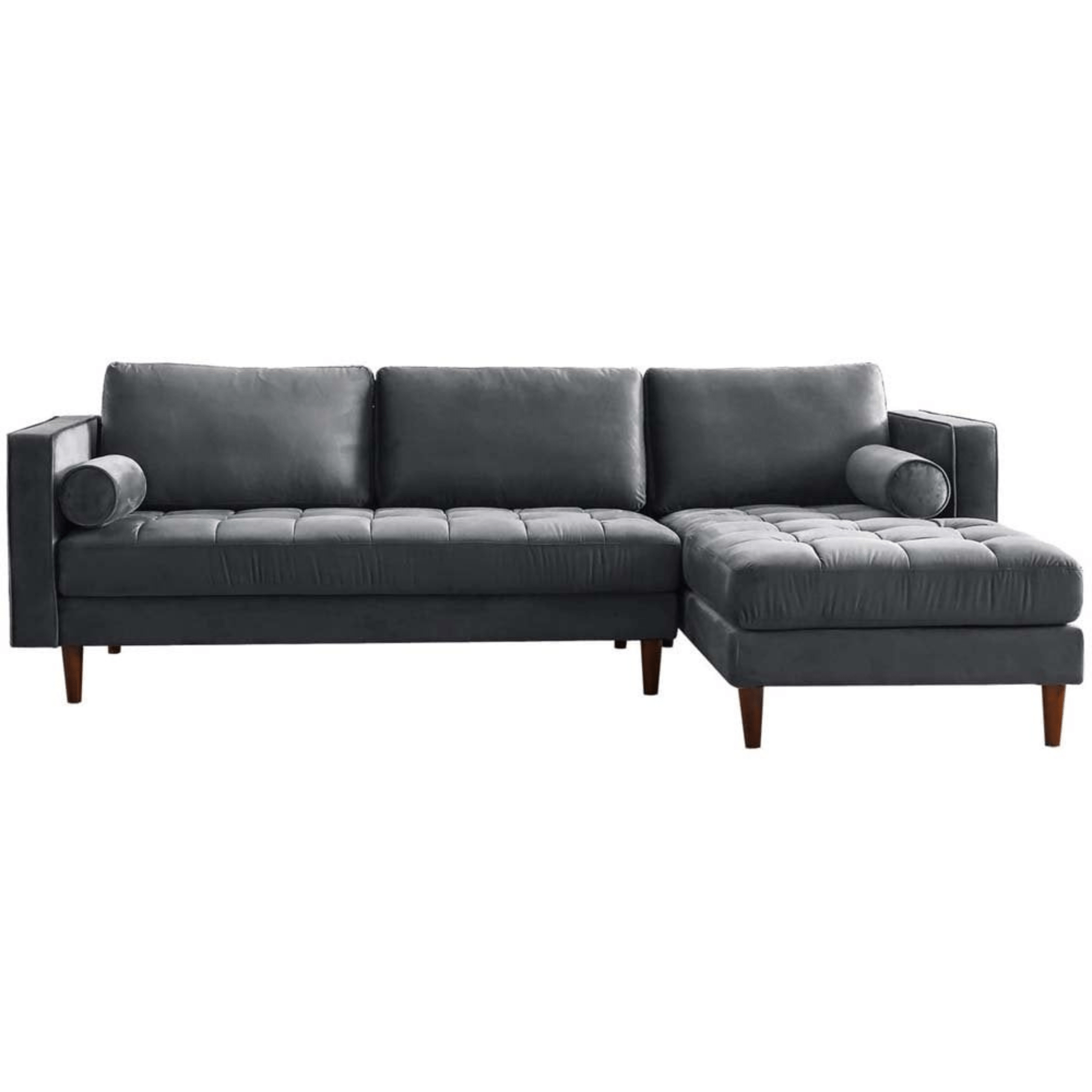 Scott Grey Velvet Corner Sofa RHC