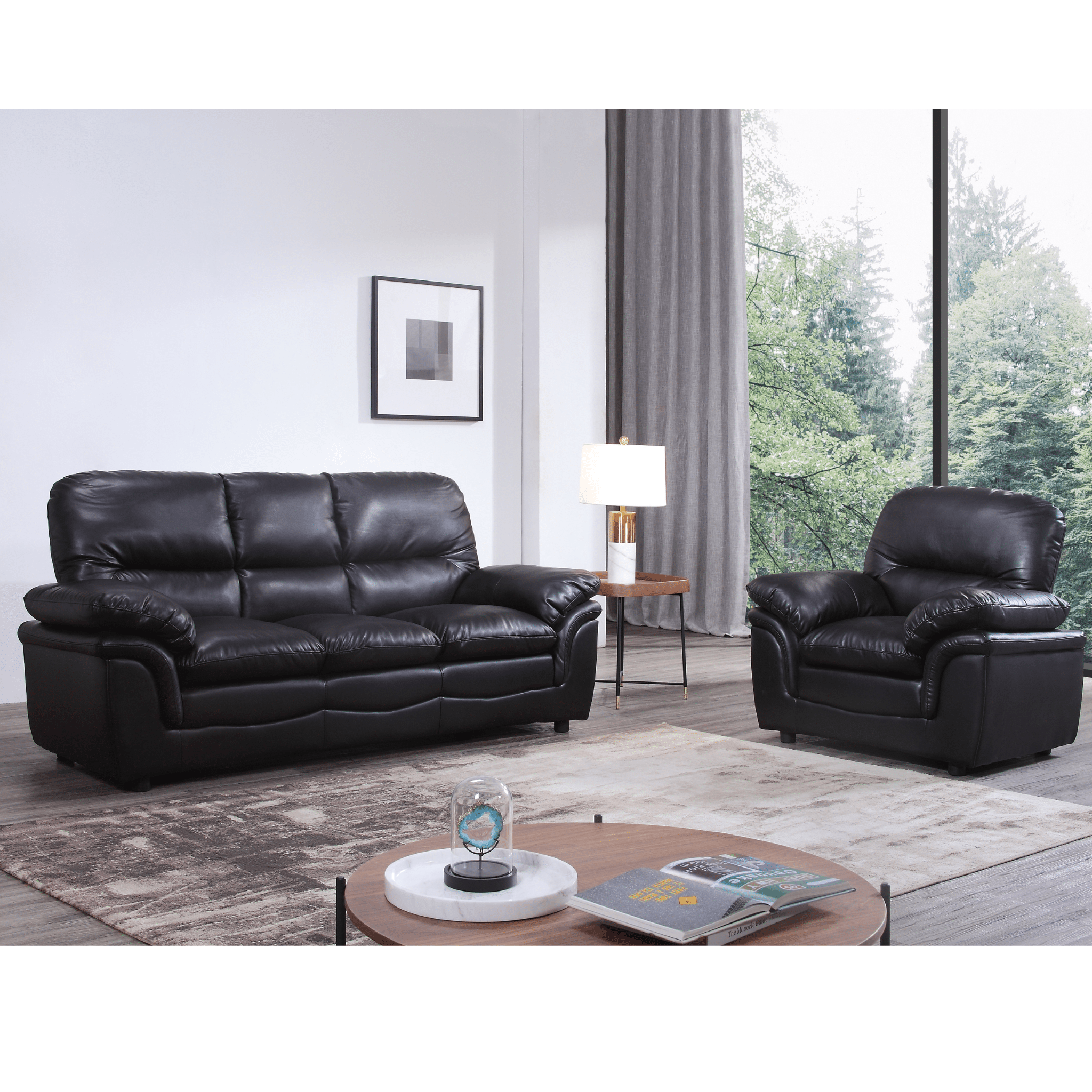 Verona Black Leather 3+1 Seater Sofa Set is a Stylish and Practical