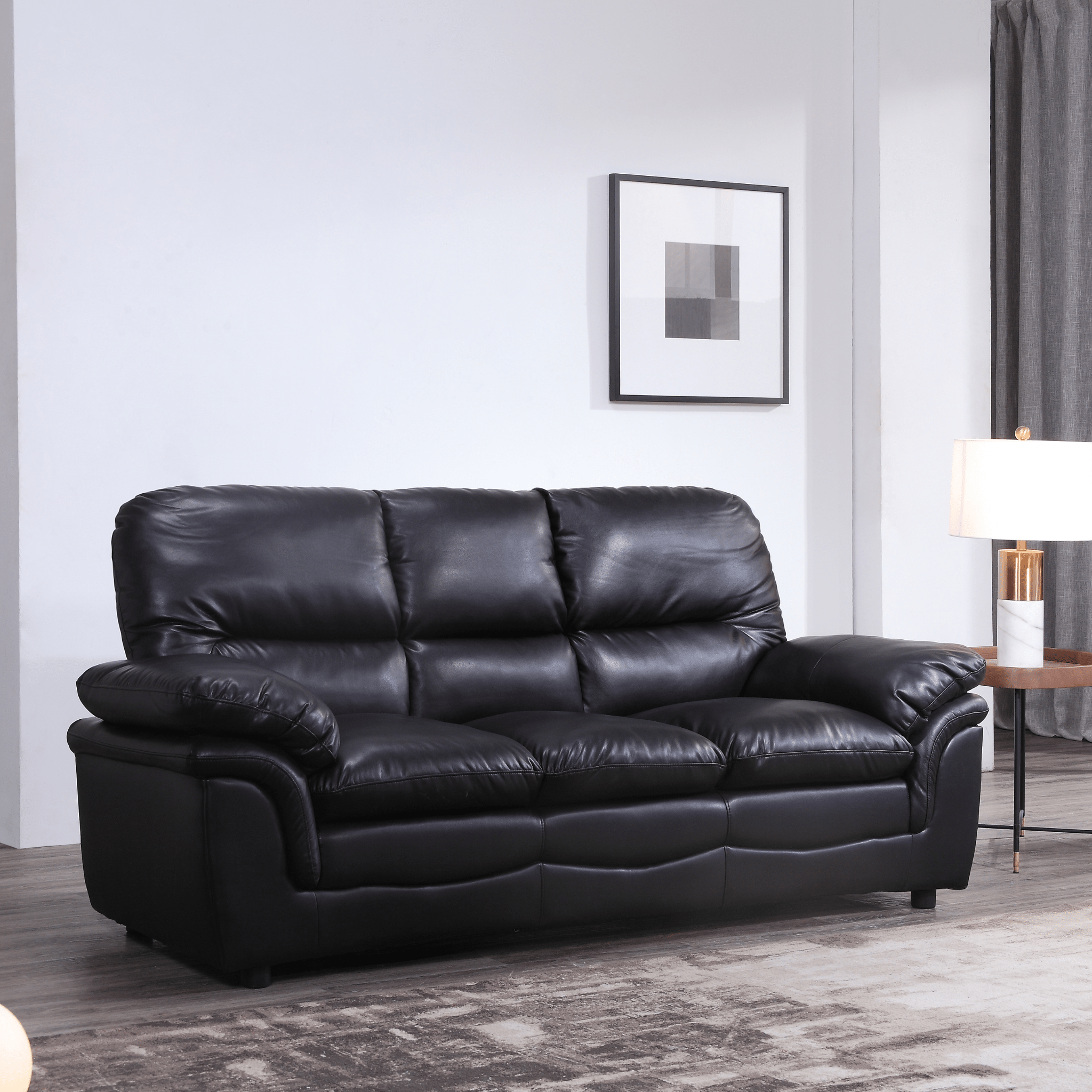 Verona Black Leather 3+2+1 Seater Sofa Set Collection