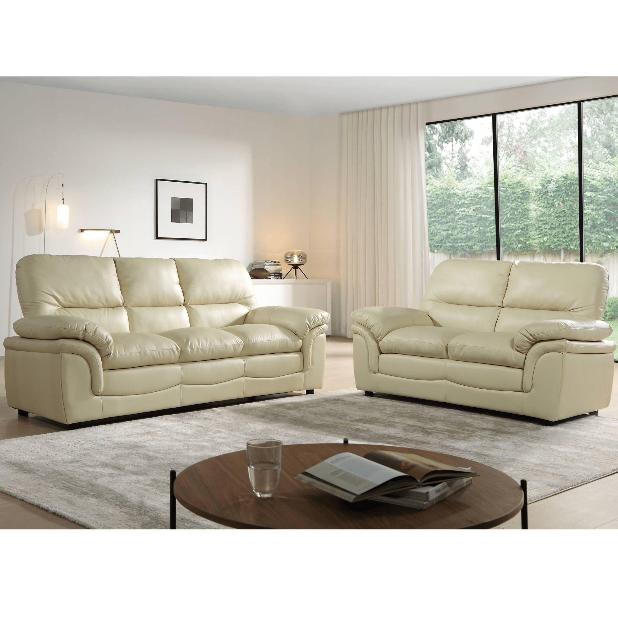 Verona Cream Leather 3+2 Seater Sofa Set – Stylish Comfort for Modern Living
