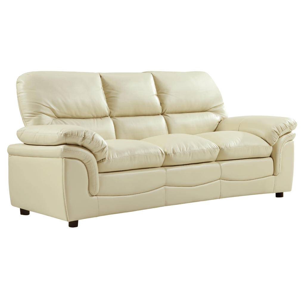 Verona Cream Leather 3 Seater Sofa