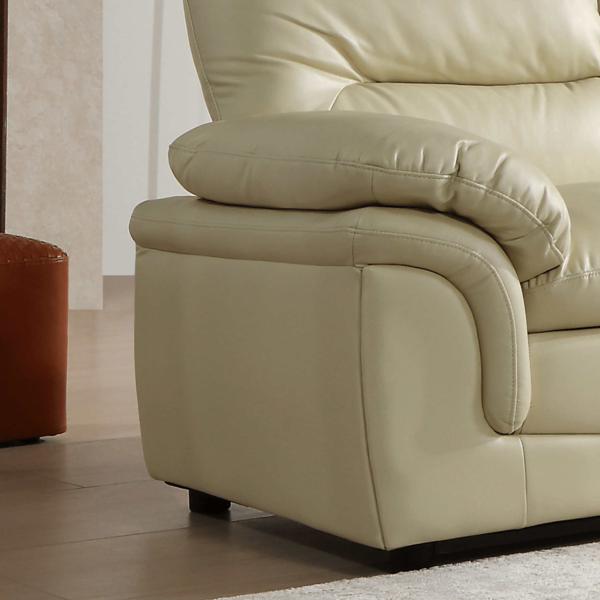 Verona Cream Leather 3 Seater Sofa