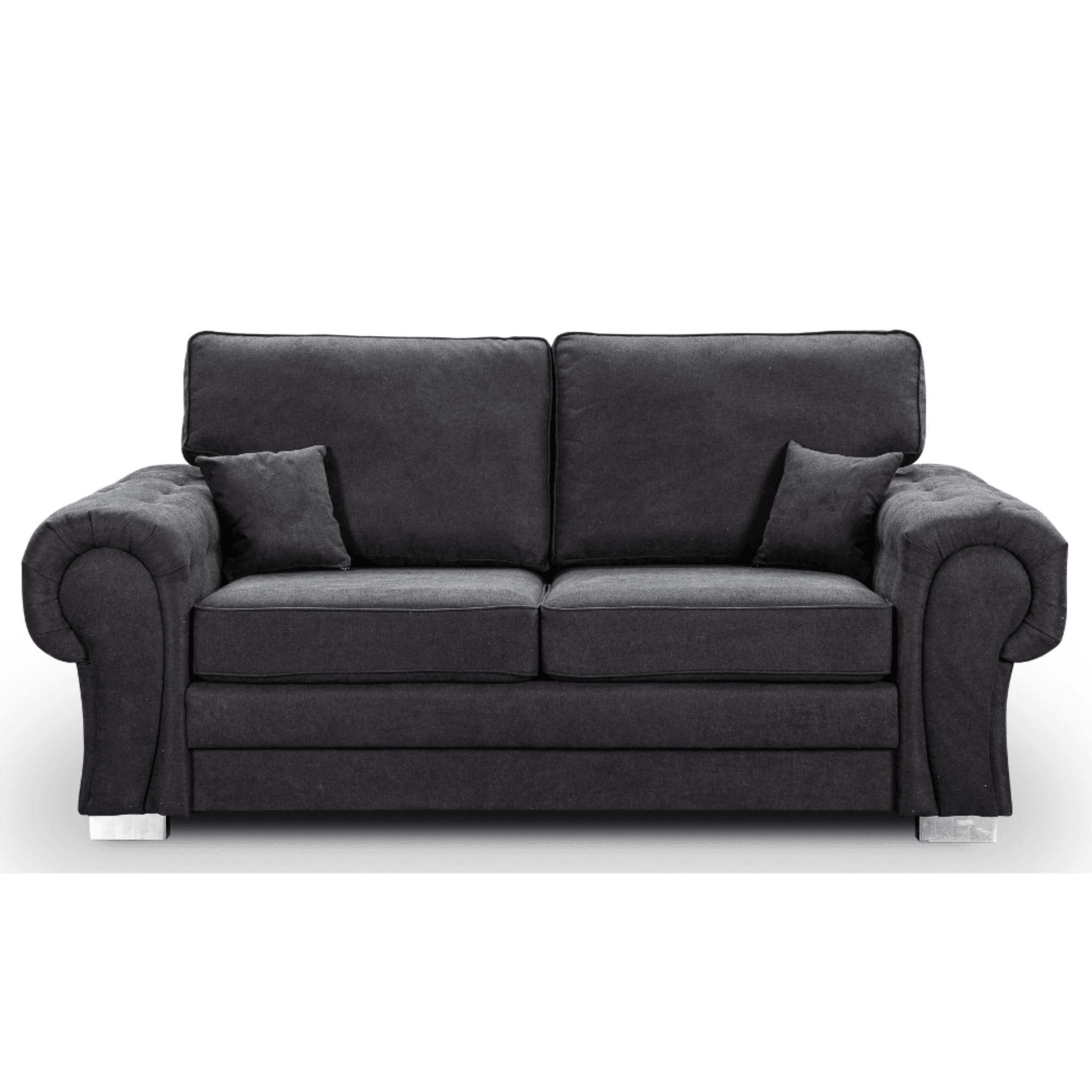 Verona High Back Black Fabric 3 Seater Sofa Bed