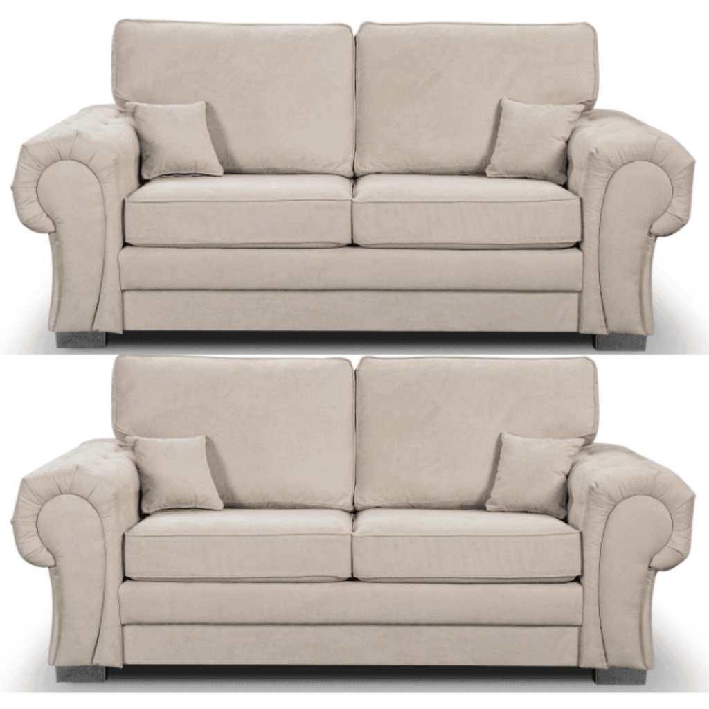 Verona High Back Cream Fabric 3+3 Seater Sofa Set