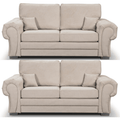 Verona High Back Cream Fabric 3+3 Seater Sofa Set