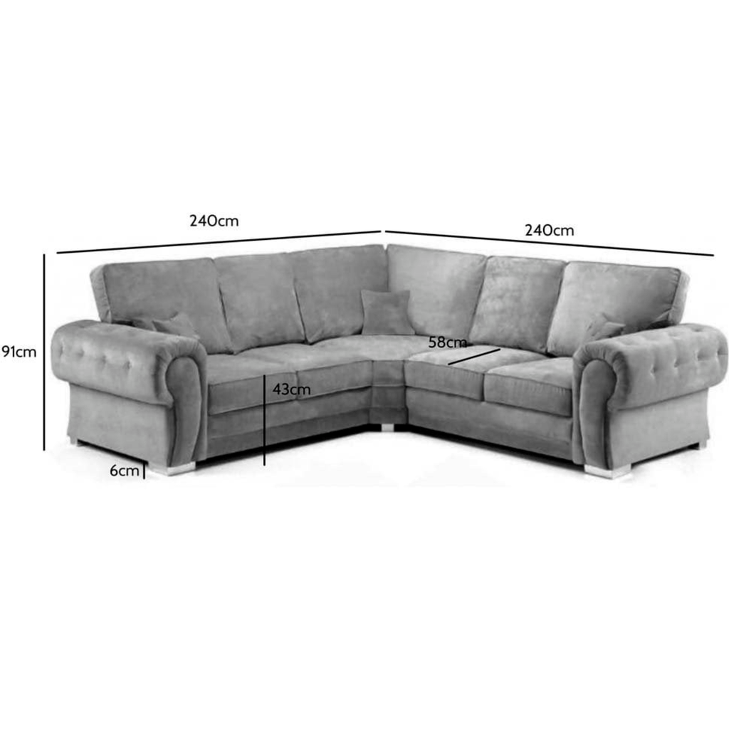 Verona High Back Grey Fabric Corner Sofa